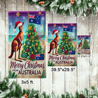 Kangaroo Santa Hat Holiday Yard Flag, Australian Christmas Garden Flag, Aussie Xmas Lawn Banner, Summer Christmas Outdoor Decor