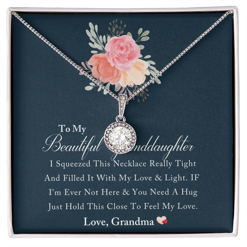 Eternal Hope Cubic Zirconia Necklace, Granddaughter Necklace Present, White Gold Over Stainless Steel Pendant, Birthday Christmas Jewelry