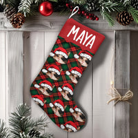 Custom Photo Pet Stocking, Personalized Cat Christmas Stocking, Velboa Holiday Stocking, Xmas Fireplace Decor, Pet Lover Christmas Present