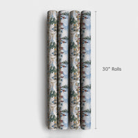 Mountain Chalet Holiday Gift Wrap, Watercolor Snowy Village Wrapping Paper, Comfy Christmas Town Wrapping Paper, Festive Winter Gift Wrap