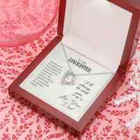 Forever Love Heart Pendant Necklace, To My Daughter Necklace, Cubic Zirconia 14K White Gold Jewelry, Birthday Christmas Present from Dad