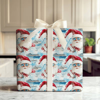 Christmas Cruise Gift Wrap, Tropical Santa Wrapping Paper, Beach Holiday Wrapping Paper, Watercolor Sunglasses Santa Paper Roll