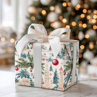Watercolor Palm Tree Wrapping Paper, Tropical Christmas Wrapping Paper, Coastal Holiday Gift Wrap, Exotic Festive Christmas Wrapping Paper