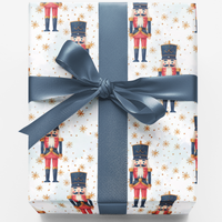 Traditional Holiday Toy Soldier Gift Wrap, Nutcracker Ballet Wrapping Paper, Midnight Blue Christmas Wrapping Paper, Xmas Gift Wrap Roll
