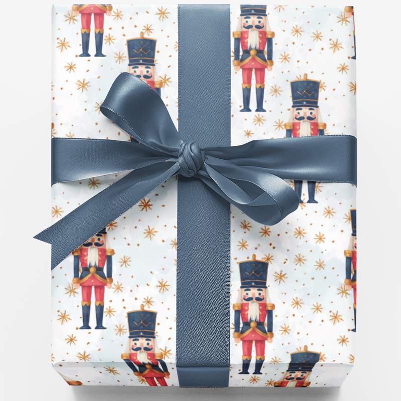 Traditional Holiday Toy Soldier Gift Wrap, Nutcracker Ballet Wrapping Paper, Midnight Blue Christmas Wrapping Paper, Xmas Gift Wrap Roll