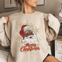 African American Santa Claus Crewneck, Black Santa Christmas Sweatshirt, Comfy Festive Holiday Sweater, Melanin Xmas Pullover Present
