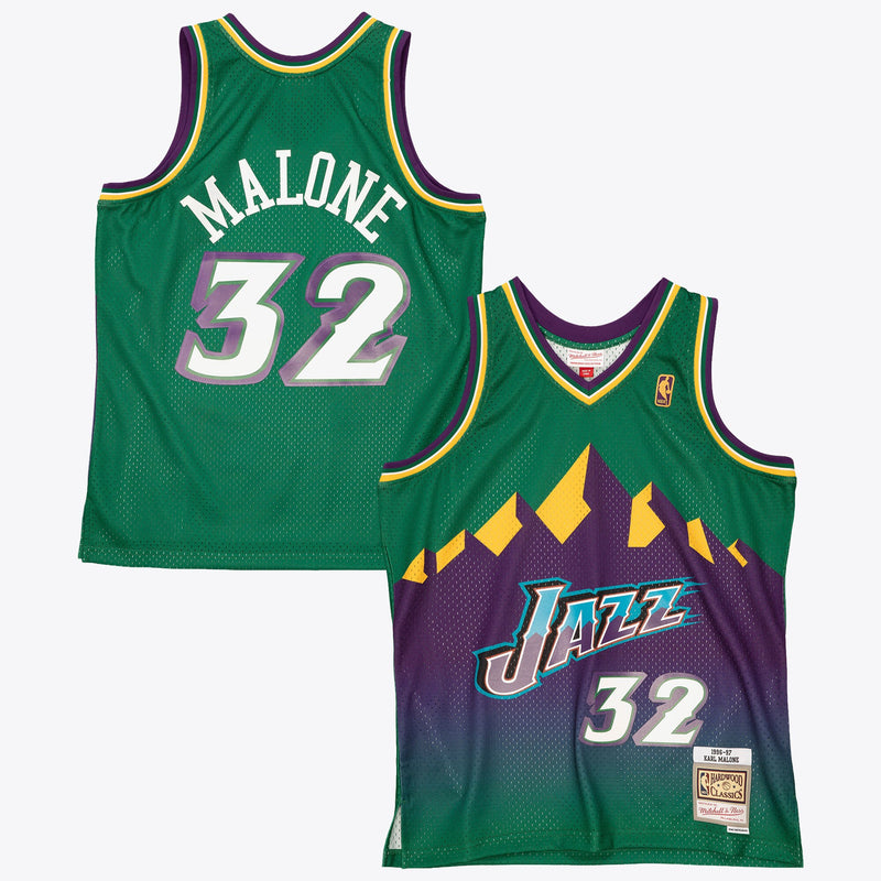 Utah Jazz Karl Malone 1996 Reload Swingman Authentic Jersey - Green