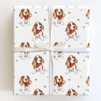 Puppy in Snow Holiday Gift Wrap Roll, Basset Hound Christmas Wrapping Paper, Winter Dog Xmas Wrapping Paper, Dog Lover Holiday Present Wrap