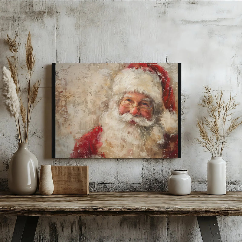 Painterly Christmas Portrait Canvas Print, Santa Claus Canvas Wall Art, Festive Holiday Wall Art Canvas, Vintage St Nick Home Decor Canvas