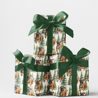 Watercolor Forest Gift Wrap, Boxer Dog Wrapping Paper, Winter Boxer Holiday Wrapping Paper, Dog Lover Gift Wrap Roll, Christmas Present Wrap