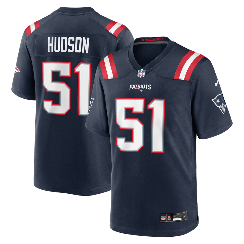 New England Patriots James Hudson Navy Team Game Jersey