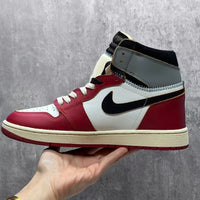 High Top Sneakers, White Red Gray Colorway, Lace Up Design, Casual Gift for Sneaker Fans
