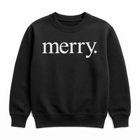 Retro Holiday Typography Crewneck, Minimalist Merry Christmas Sweatshirt, Clean Aesthetic Winter Pullover, Unisex Christmas Sweater Present
