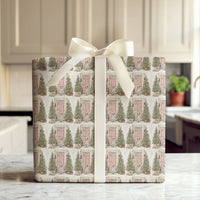 Pink Door Watercolor Dog Gift Wrap, Dalmatian Christmas Wrapping Paper, Dalmatian Holiday Wrapping Paper, Festive Winter Present Wrap