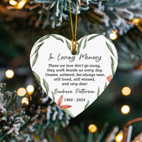 Personalized Memorial Ceramic Ornament, In Loving Memory Heart Ornament, Sympathy Loss of Loved One Keepsake, Christmas Tree Ornament Present