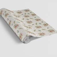 Pine Branch Christmas Gift Wrap, Holiday Candle Wrapping Paper, Festive Winter Season Wrapping Paper, Xmas Present Gift Wrapping Paper