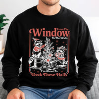 Deck the Halls Crewneck, Raccoon Christmas Sweatshirt, Humorous Trash Panda Sweatshirt, Adorable Animal Xmas Pullover, Holiday Winter Sweatshirt