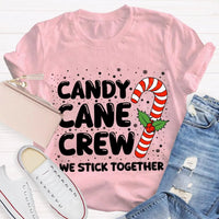 Matching Holiday Crew Shirt, We Stick Together Christmas Candy Cane T-Shirt, Adorable Candy Cane Graphic Tee, Winter Christmas Group Tee