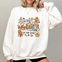 Most Wonderful Time Sweatshirt, Christmas Gingerbread Sweatshirt, Adorable Holiday Cookie Sweater, Festive Xmas Graphic Sweatshirt, Winter Present