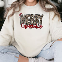 Retro Holiday Christmas Sweatshirt, Leopard Merry Christmas Sweatshirt, Festive Christmas Crewneck, Comfy Winter Holiday Sweatshirt