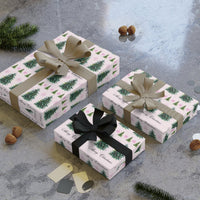 Merry Christmas Gift Wrap Roll, Christmas Tree and Snowflake Wrapping Paper, Holiday Wrapping Paper, Festive Xmas Paper, Winter Gift Wrap