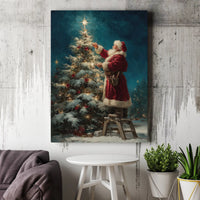 Nostalgic Christmas Canvas Print, Vintage Santa Claus Canvas Wall Art, Retro Holiday Tree Canvas Art, Festive Winter Wall Decor, Xmas Present