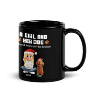 Personalized Pet Owner Holiday Ceramic Coffee Mug, Girl and Her Dog Christmas Mug, Winter Dog Mom Drinkware Cup, Christmas Present for Her