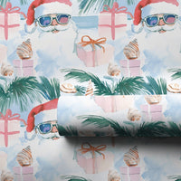 Coastal Beach Holiday Gift Wrap, Tropical Santa Christmas Wrapping Paper, Palm Tree Xmas Wrapping Paper, Summer Holiday Gift Wrap Roll