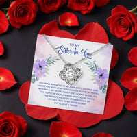 Bonus Sister Knot Necklace, Sister-in-Law Love Knot Necklace, CZ Crystal Pendant Necklace, Heartfelt Birthday Christmas Present for Her
