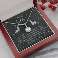 Christmas Message Keepsake Pendant, Wife Eternal Hope Necklace, White Gold Stainless Steel, Romantic Holiday Jewelry Present for Wife
