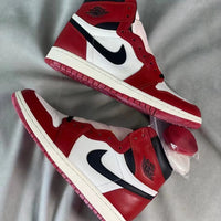 Basketball Shoes, White Red Colorway, Distressed, Retro, High Top, Lace Up Design, Distressed Finish, Casual Gift for Shoe Lovers