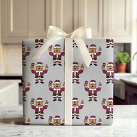 Santa Bulldog Holiday Gift Wrap, Bulldog Mascot Christmas Wrapping Paper, Adorable Dog Xmas Wrapping Paper, Sports Alumni Gift Wrap Roll