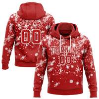 Holiday Winter Personalized Name Number Hooded Sweatshirt, Custom Christmas Snowflake Hoodie, Custom Xmas Sports Fan Pullover Present