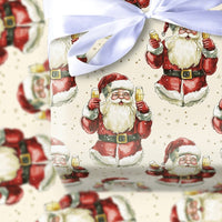Humorous Holiday Toast Gift Wrap, Watercolor Santa Toasting Champagne Wrapping Paper, Festive Santa Claus Wrapping Paper, Adult Christmas Wrap
