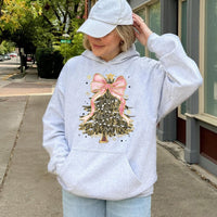 Pink Ribbon Hunting Sweatshirt, Camo Christmas Tree Coquette Bow Hoodie, Trendy Xmas Tree Pullover, Adorable Holiday Country Apparel