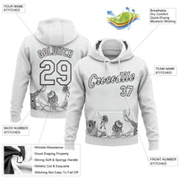 Winter Animals 3D Print Pullover Sweatshirt, Custom Christmas Hoodie White Black, Personalized Name Number Xmas Holiday Hoodie