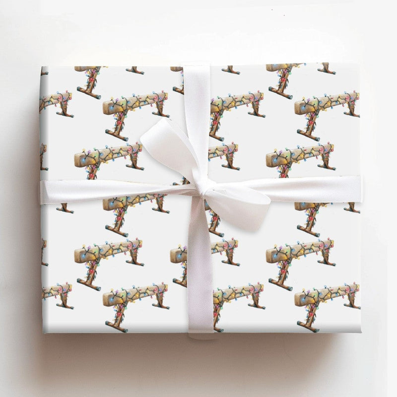 Balance Beam Holiday Gift Wrap, Gymnastics Christmas Wrapping Paper, Gymnast Sports Theme Wrapping Paper, Coach Team Present Wrap Roll