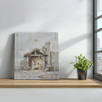 Palette Knife Christmas Canvas Art, Nativity Scene Square Canvas, Holy Family Stretched Canvas Print, Religious Holiday Wall Decor