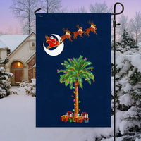Santa Sleigh Palmetto Tree Yard Flag, South Carolina Christmas Garden Flag, Double Sided SC Holiday Lawn Flag, Winter Yard Decor