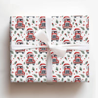 Christmas Trucker Gift Wrap, Santa Driving Semi Truck Wrapping Paper, Holiday Truck Driver Wrapping Paper Rolls, Festive Xmas Paper Present