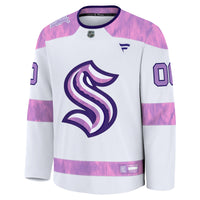 Seattle Kraken White 2024 Hockey Fights Cancer Custom Practice Jersey