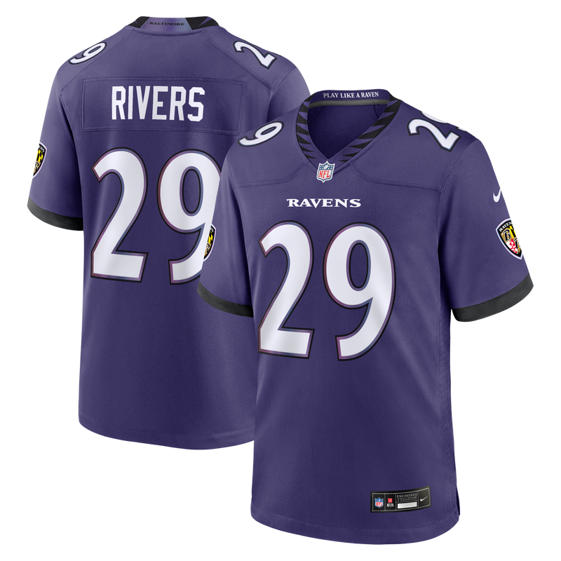 Baltimore Ravens Chandler Rivers Purple Team Game Jersey