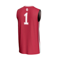 #1 Oklahoma Sooners Lightweight Collegiate Basketball Fashion Jersey - Crimson