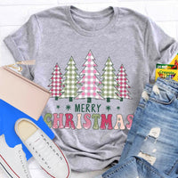 Pink Bow Aesthetic Holiday Graphic Tee, Coquette Christmas Tree T-Shirt, Girly Winter Vacation Shirt, Vintage Christmas Present for Her
