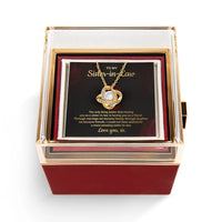 CZ Crystal Love Knot Pendant, Sister in Law Love Knot Necklace, Gold Finish Love Knot Necklace, Christmas Birthday Jewelry Present for Her