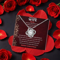 Rose Box Love Knot Pendant, Personalized Wife Love Knot Necklace, CZ Crystal Love Knot Necklace, Romantic Christmas Anniversary Present for Her