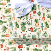 Succulent Holiday Wrapping Paper, Watercolor Cactus Christmas Wrapping Paper, Southwestern Festive Wrapping Paper, Botanical Xmas Gift Wrap