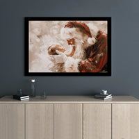 Impressionist Santa Painting Print, Santa Claus Holding Baby Canvas Art, Vintage Christmas Canvas, Holiday Wall Decor, Xmas Canvas Print