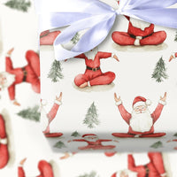 Meditating Santa Christmas Wrapping Paper, Yoga Santa Wrapping Paper, Zen Holiday Gift Wrap Roll, Humorous Festive Meditation Wrapping Paper