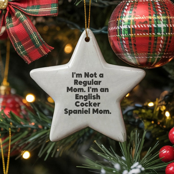 Dog Lover Star Ornament, English Cocker Spaniel Mom Ornament, Ceramic Christmas Tree Ornament, Puppy Holiday Keepsake Present